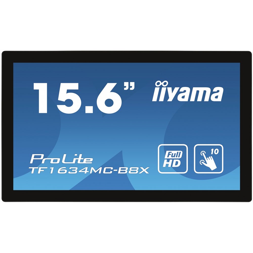 iiyama prolite tf1634mc-b8x monitor pantalla táctil 39,6 cm (15.6") 1920 x 1080 pixeles multi-touch multi-usuario negro