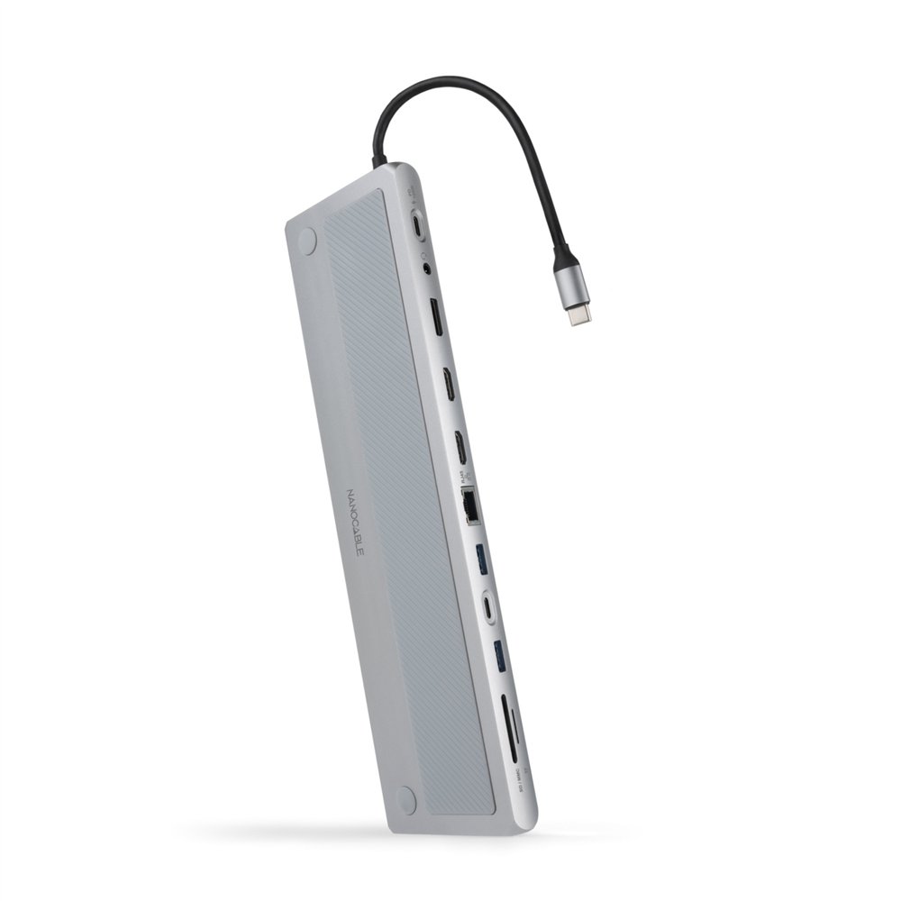 nanocable hub usb-c 12 en 1, conversor usb-c 3.1 a 3xusb-a 3.0 + usb-c 3.0 + usb-c pd 100w + 2xhdmi 4k60hz + dp 4k60hz + rj45 1g