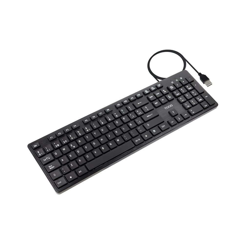 tooq teclado silencioso usb, 105 teclas, negro