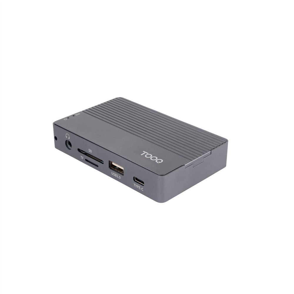 tooq caja externa para ssd m.2 nvme/sata + hub usb-c 3.2 gen2 con 2x usb-a 3.1 + 1x usb-a 2.0 + usb-c 3.2 gen2 + hdmi 2.0 + rj45
