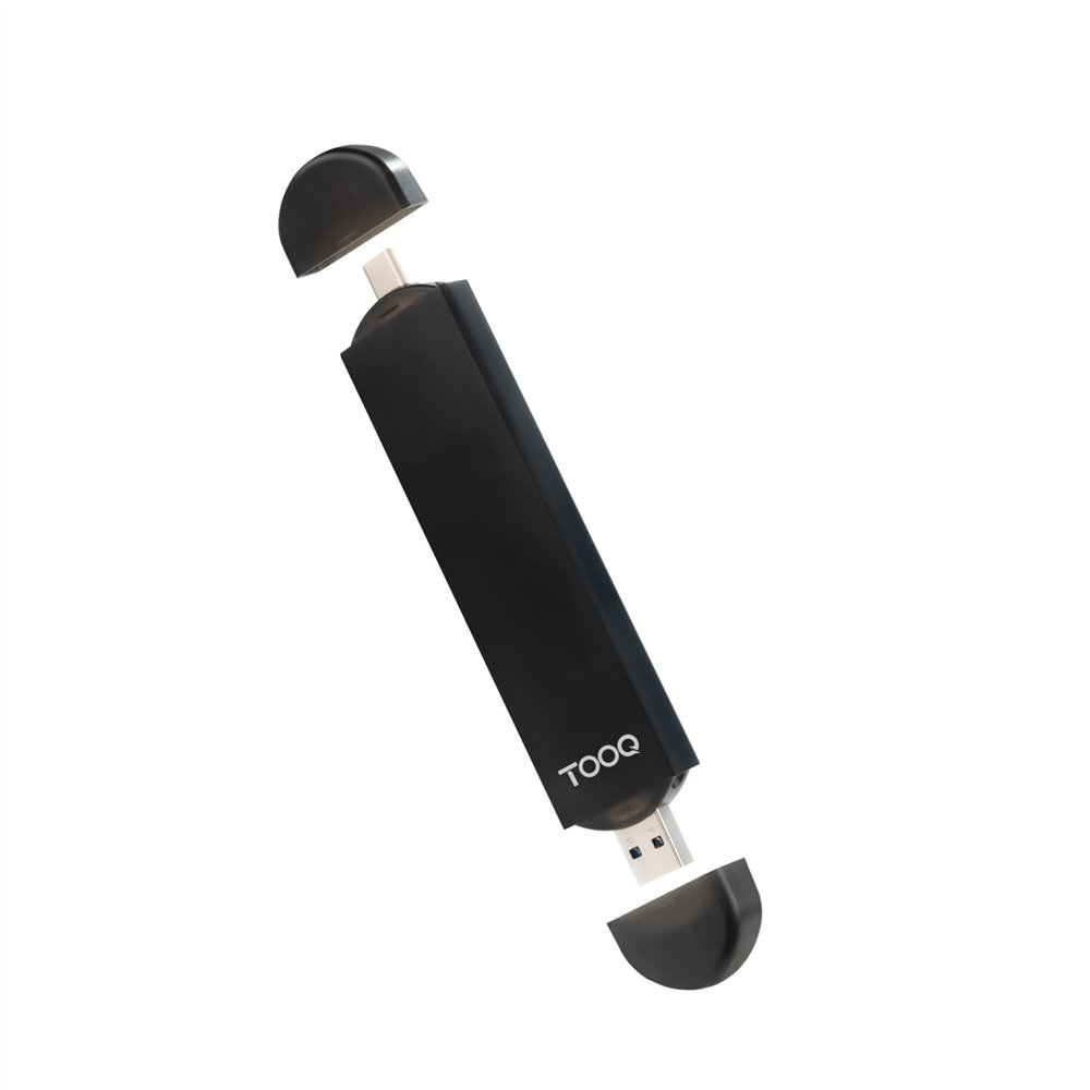 tooq caja externa usb-c/m + usb-a/m para ssd m.2 ngff/nvme, negra