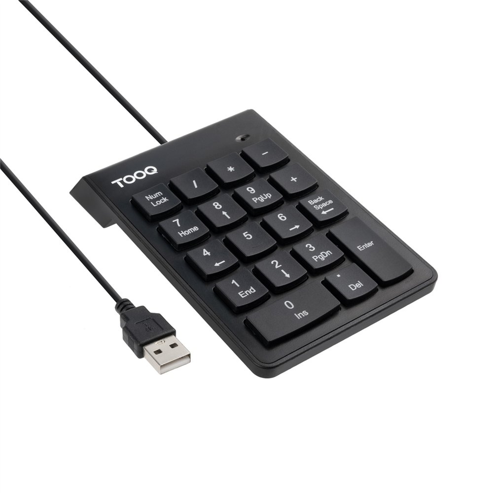 tooq teclado numérico usb, 19 teclas, negro