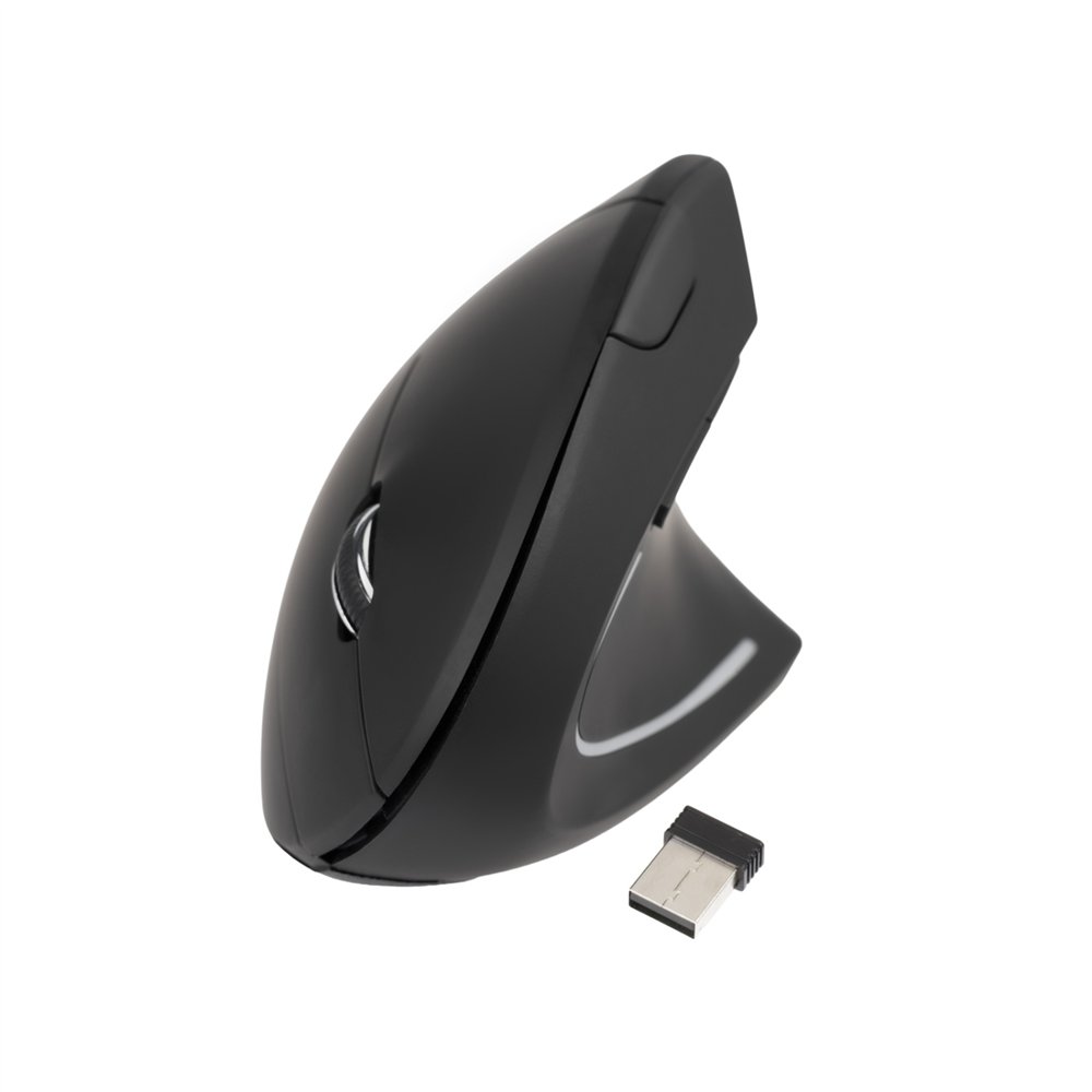 tooq ratón inalámbrico ergonómico vertical 3200 dpi, 6 botones, negro