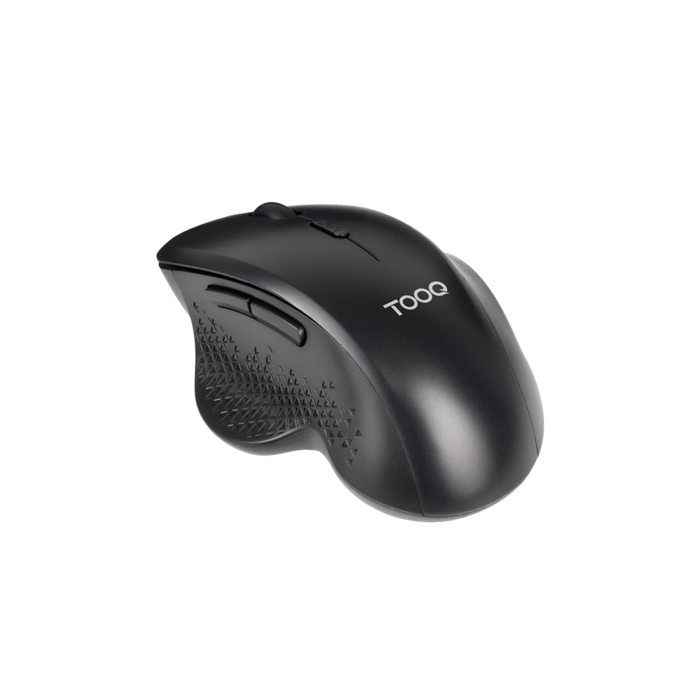 tooq ratón inalámbrico ergonómico 1600 dpi, 6 botones, negro