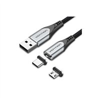 vention cqmhd cable de teléfono móvil gris, negro 0,5 m usb a micro usb type-b/usb type-c
