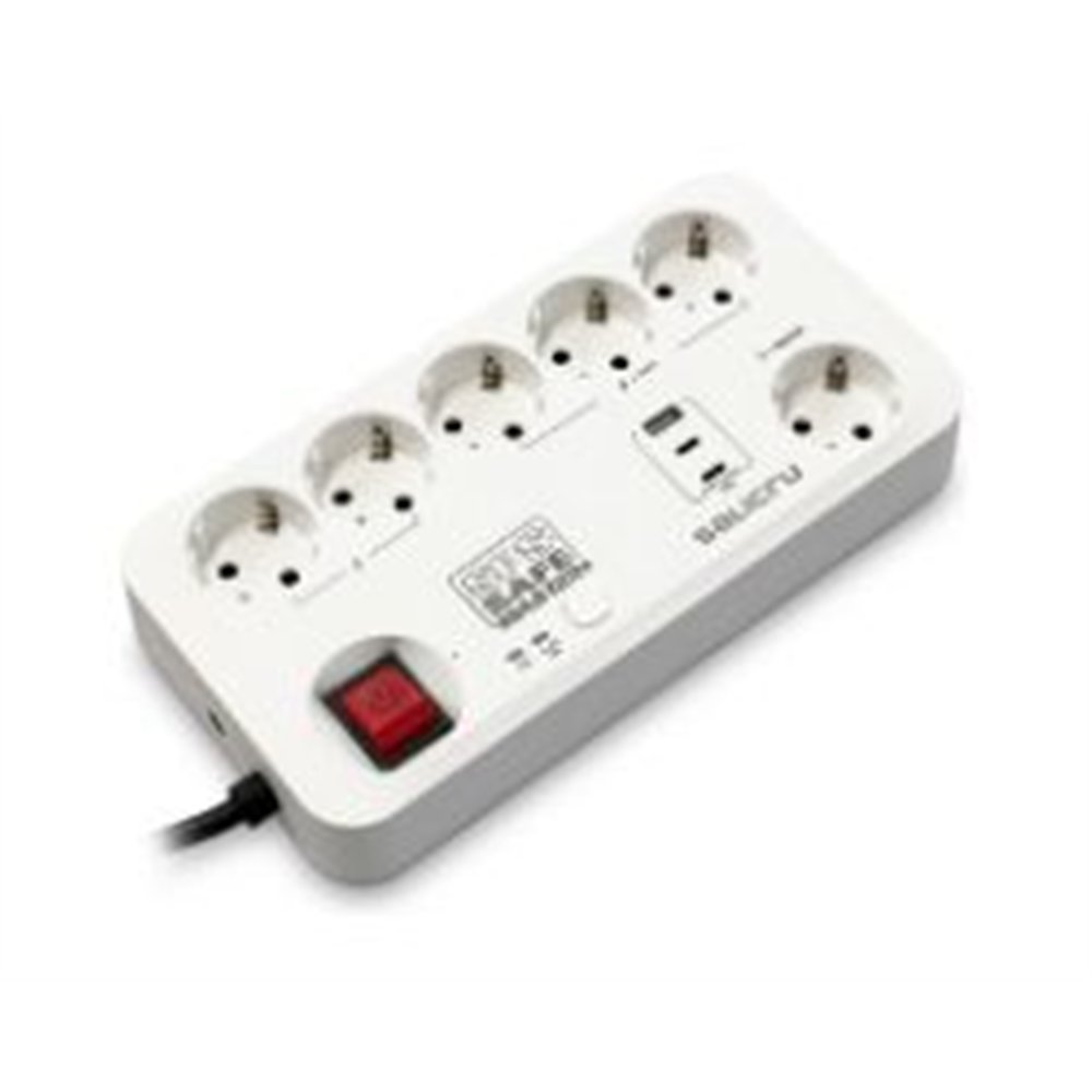 regleta salicru sps 6xschuko usb-a/c 1.4m (680da000004)