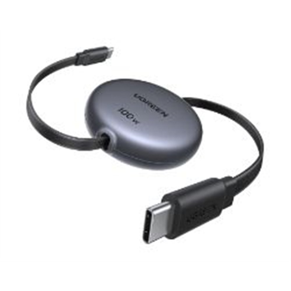cable retráctil ugreen usb-c a usb-c pd 100w 1m (65905)