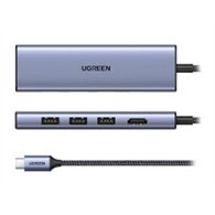 hub ugreen cm511 usb-c a 3xusb-a/1xhdmi plata (20956a)