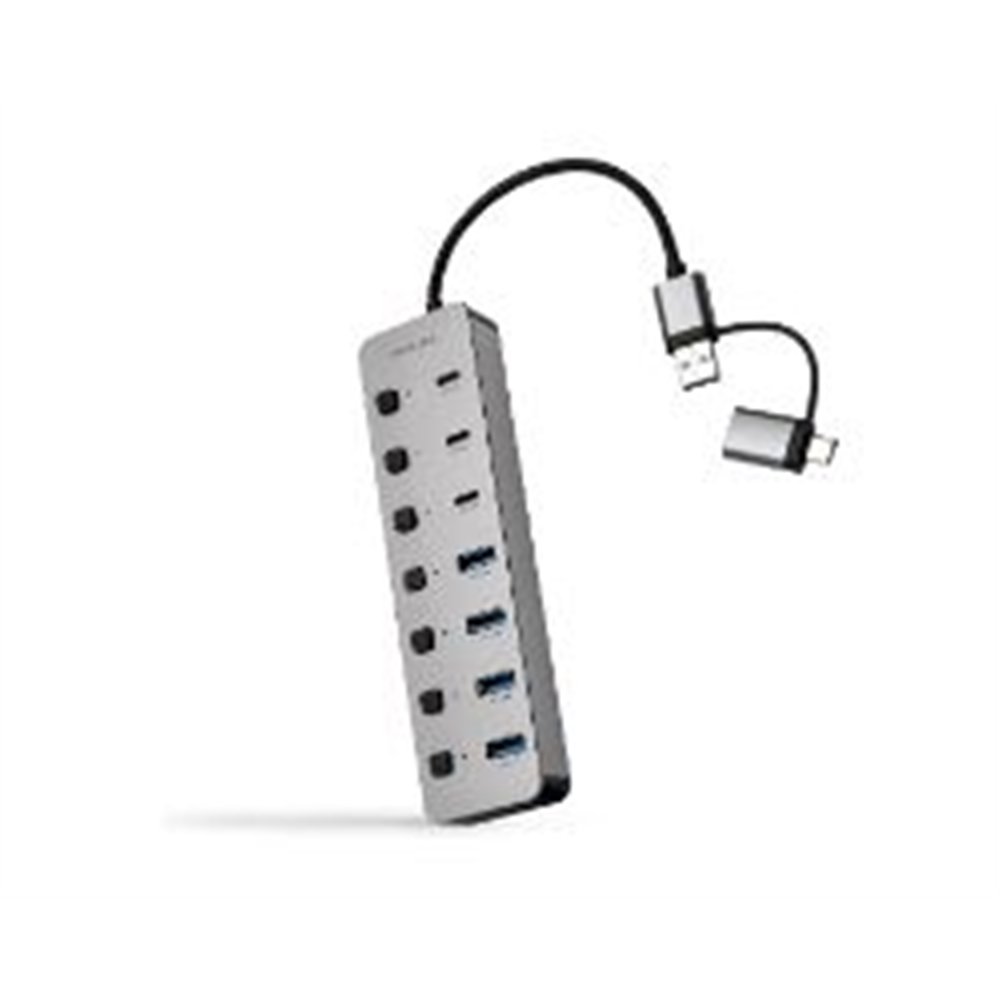 hub nanocable usb-a/c a usb-a/c plata (10.16.4510)