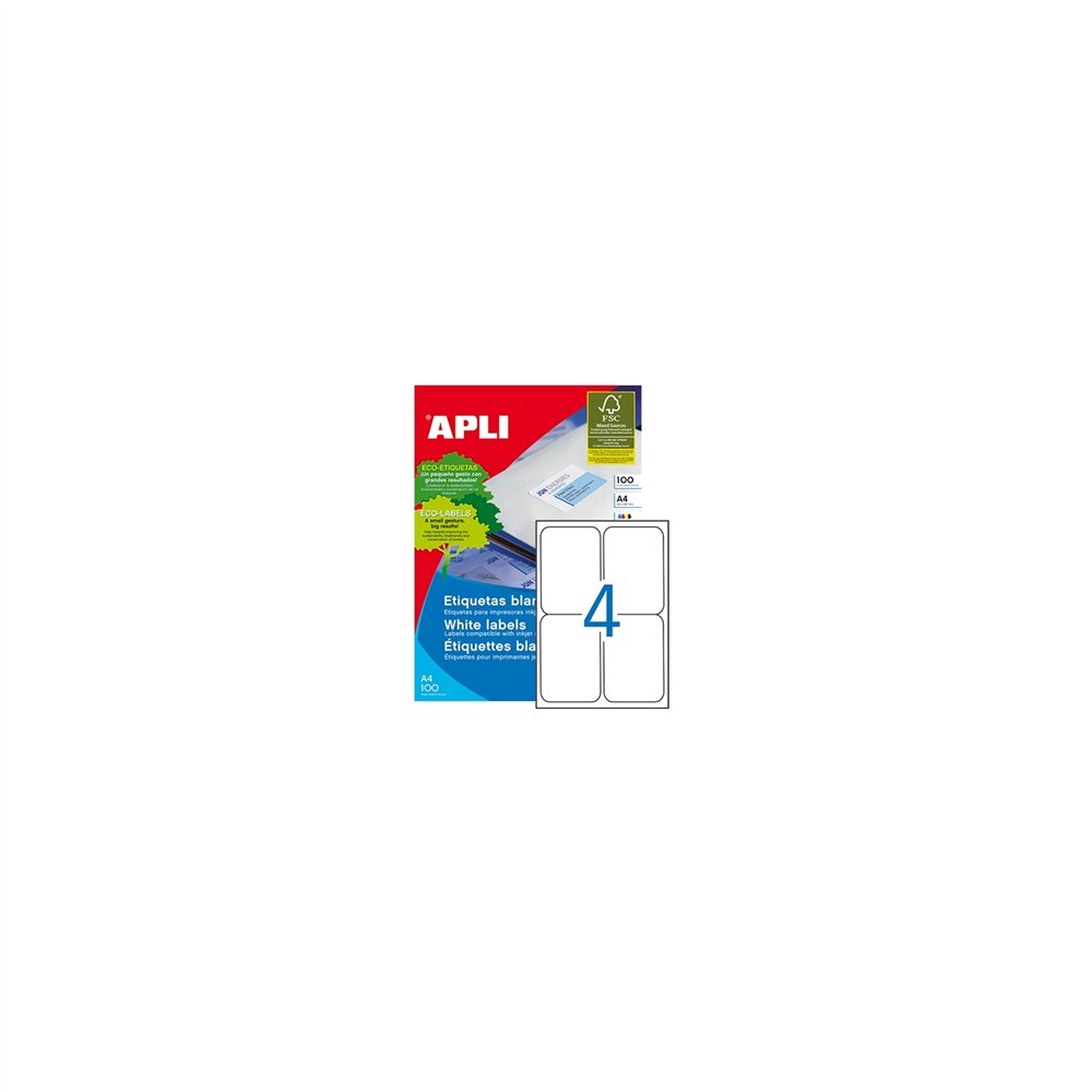 apli etiquetas adhesivas 100 hojas blanco