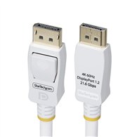 startech.com cable displayport 1.2 certificado vesa blanco de 1,8m - cable dp 1.2 para monitor - 4k 60hz - 21,6gbps - con pestil
