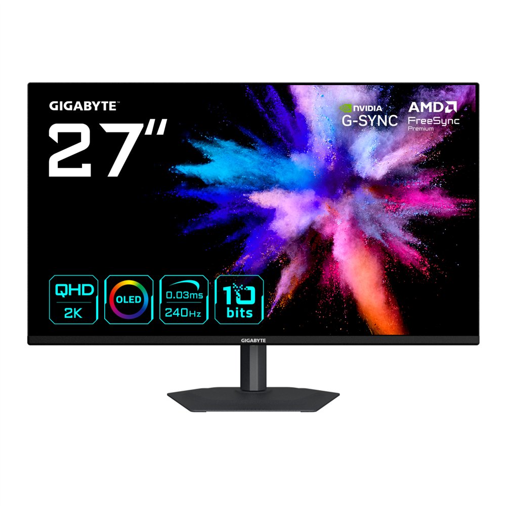 gigabyte go27q24a monitor gaming oled 27” 2k qhd - 2560 x 1440, 240hz, 0.03ms, 400 cd/m², freesync premium, g-sync compatible, h