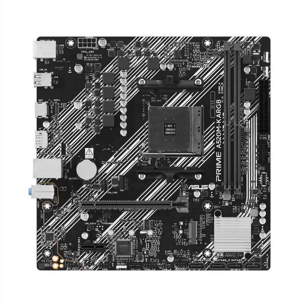 asus prime a520m-k argb amd a520 zócalo am4 micro atx