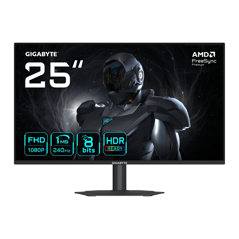 gigabyte g25f2a monitor gaming 25" fhd - 1920 x 1080, 240hz, 1ms, 300 cd/m², display hdr 10, hdmi 2.0, displayport 1.4