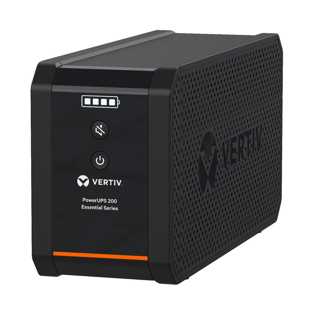 vertiv powerups 200 essential psa6e-600it-sch, 600va/315 w, avr, baterías sustituibles por el usuario, backup de batería, 4 toma