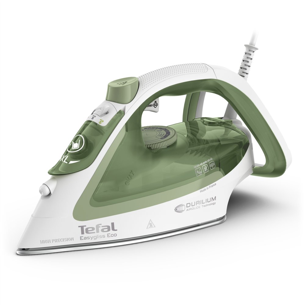 tefal easygliss eco fv5781 plancha vapor-seco suela de durilium airglide 2800 w blanco, verde