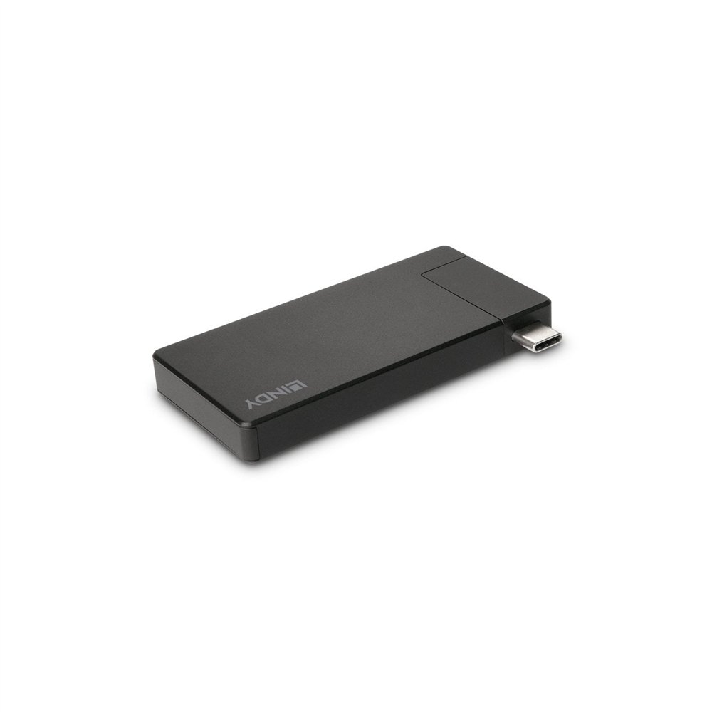 lindy 43336 base para portátil y replicador de puertos alámbrico usb 3.2 gen 1 (3.1 gen 1) type-c negro