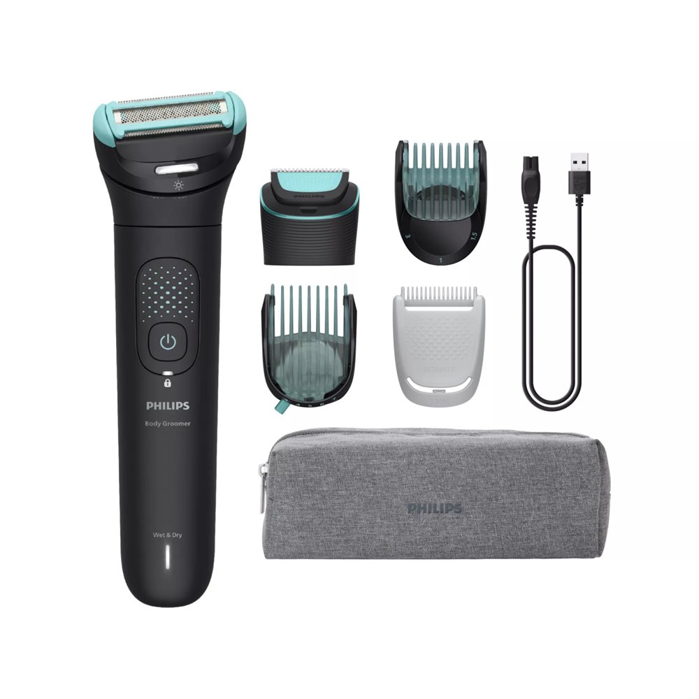 philips 7000 series body groomer bg7470/15 cabezal flexible 2d y sistema de recorte y afeitado