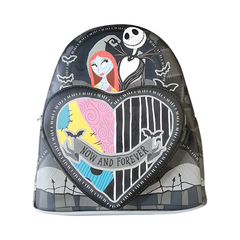 mochila corazon partido jack y sally  pesadilla antes de navidad  loungefly 26cm
