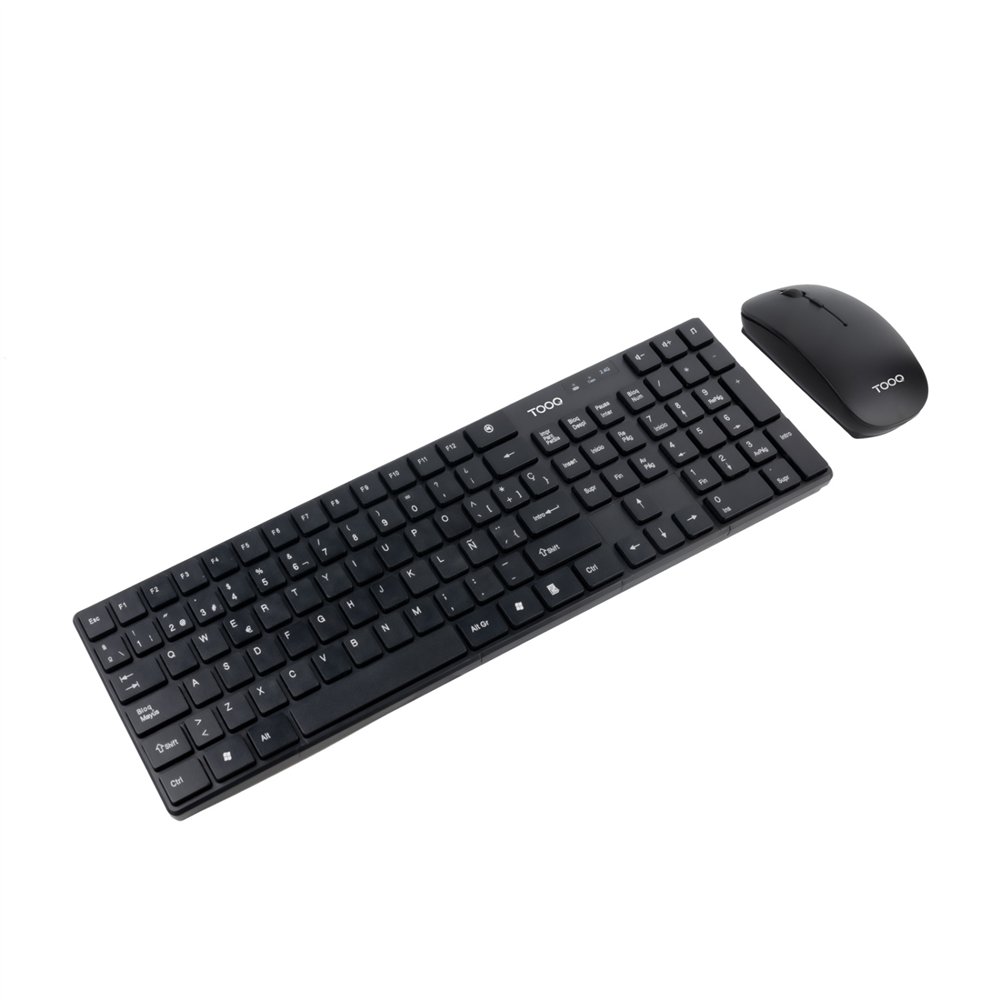 tooq teclado + ratón slim inalámbricos, negro