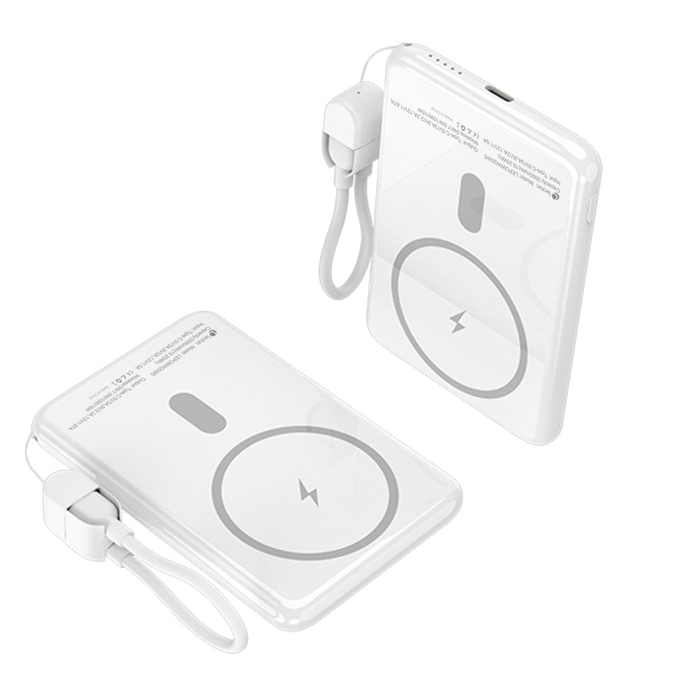 leotec power bank inalámbrico 5000mah 20w blanco