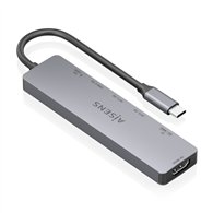aisens usb-c dock 7 en 1, usb-c a 1xhdmi, 2xusb-a, 1xusb-c, 1xusb-c pd 100w, 1xsd, 1xmicrosd, gris, 15cm