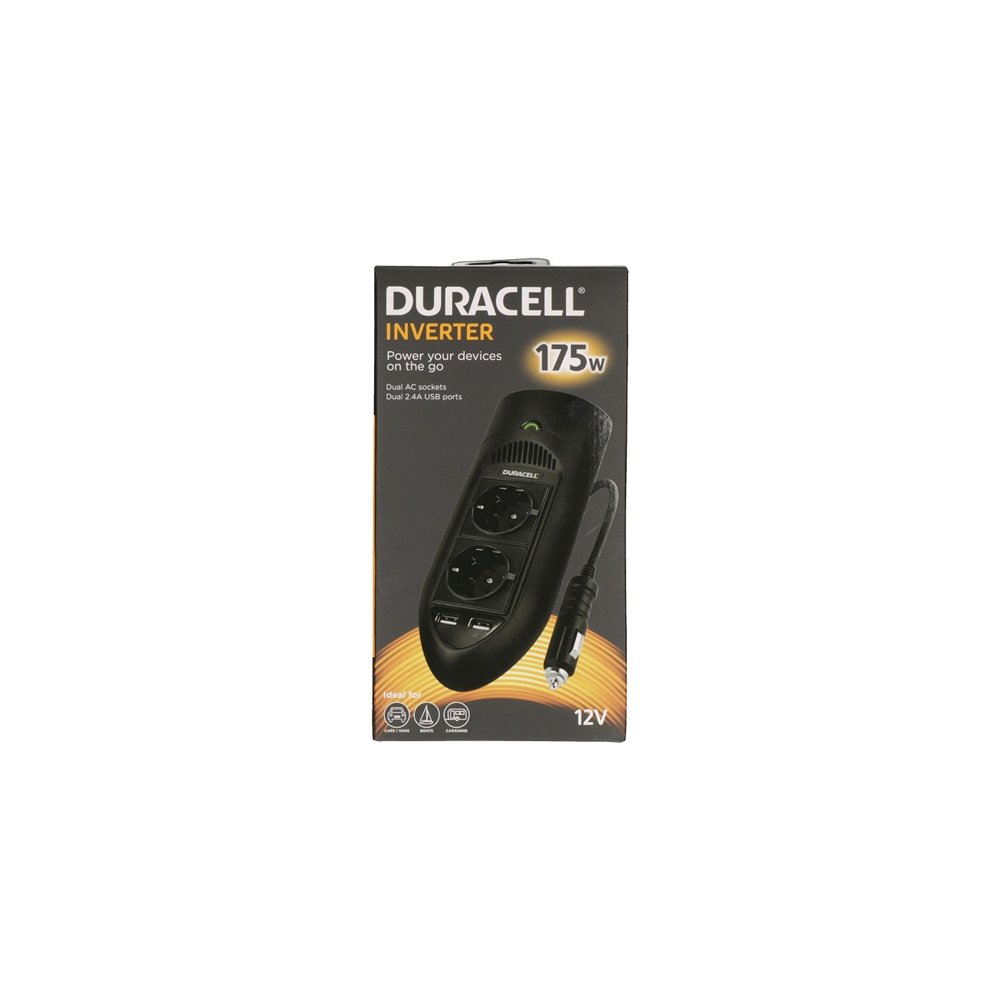 duracell adaptador e inversor de corriente interior 175 w negro