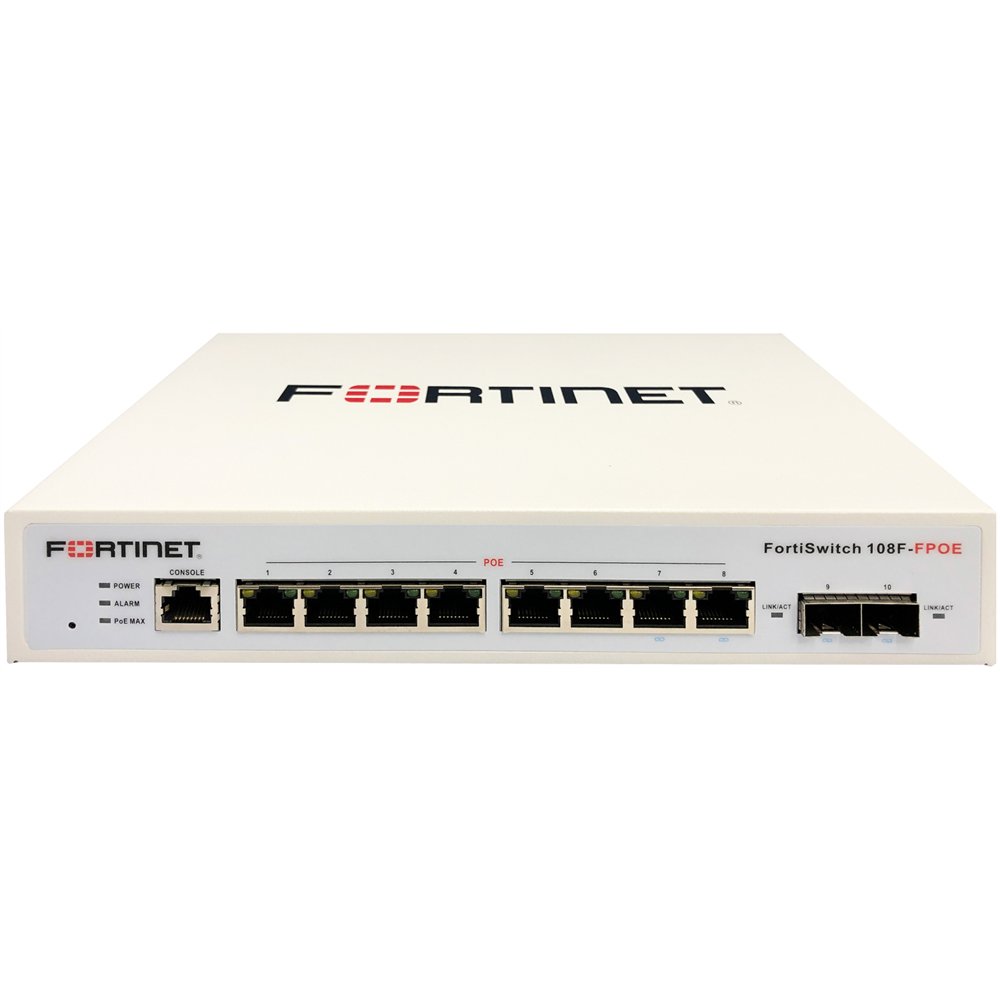 fortinet fortiswitch 108f-fpoe gestionado l2+ gigabit ethernet (10/100/1000) energía sobre ethernet (poe) blanco