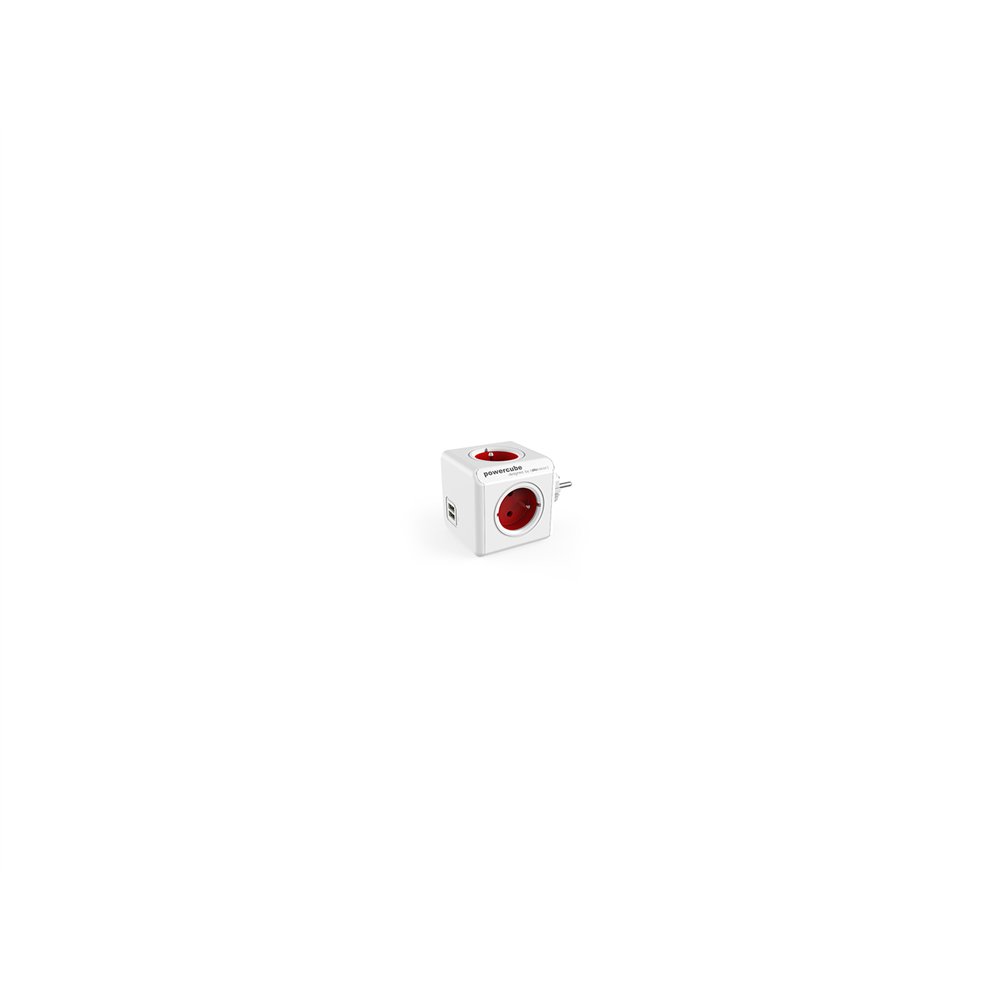 allocacoc powercube original usb type e base múltiple 4 salidas ac interior rojo