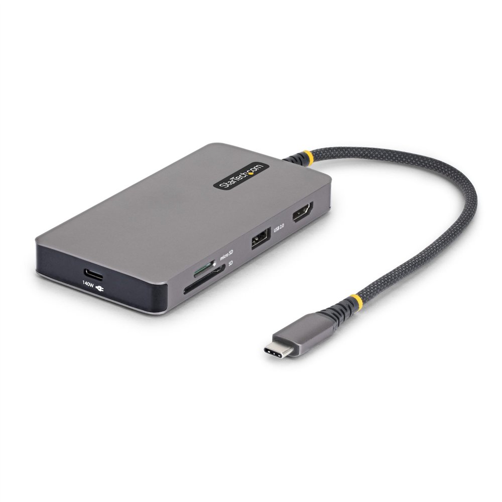 startech.com adaptador multipuertos usb-c - mini dock tipo c para portátiles dell, hp y lenovo - hdmi 4k 60hz - pd 140w - hub us