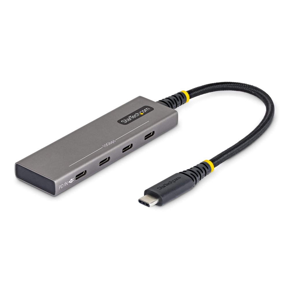 startech.com hub usb-c de 4 puertos - ladrón tipo c de 4 puertos - pd de carga de 100w - 10gbps - 4x puertos tipo c - aluminio r