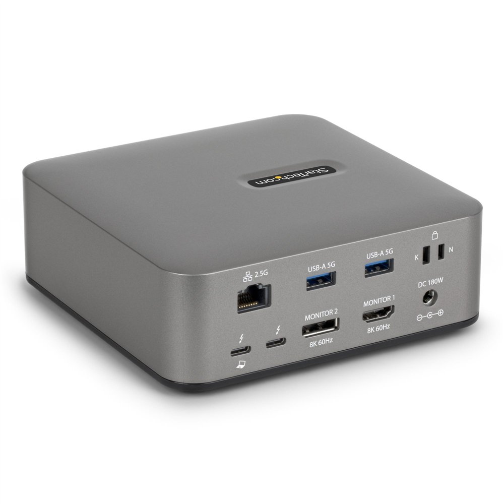 startech.com docking station universal thunderbolt 5 - 4k 144hz/8k 60hz - 120gbps de pico de ancho de banda - carga pd 140w para
