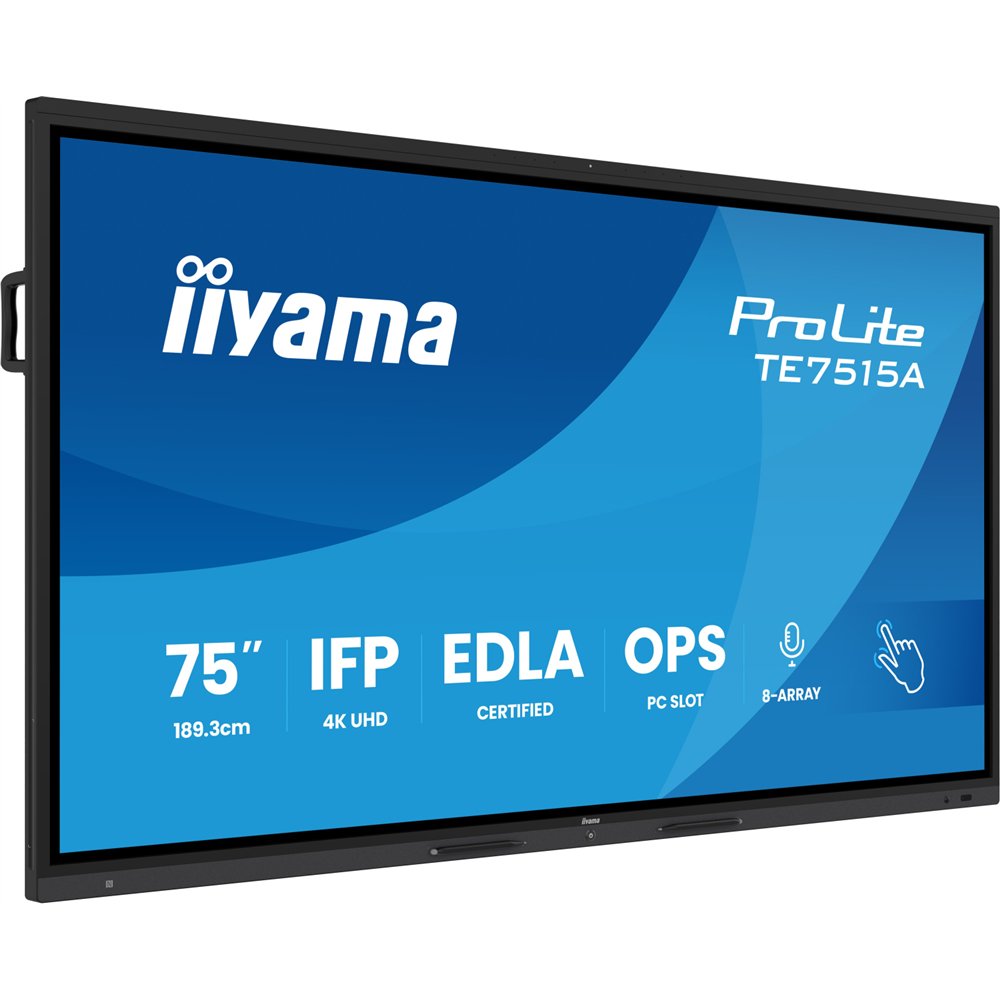 iiyama te7515a-b2ag pantalla de señalización diseño de quiosco 190,5 cm (75") wifi 550 cd / m² 4k ultra hd negro pantalla táctil