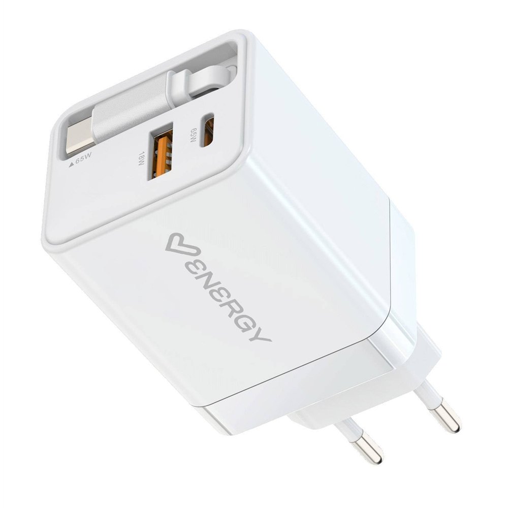 energy sistem retractable charger universal blanco corriente alterna interior