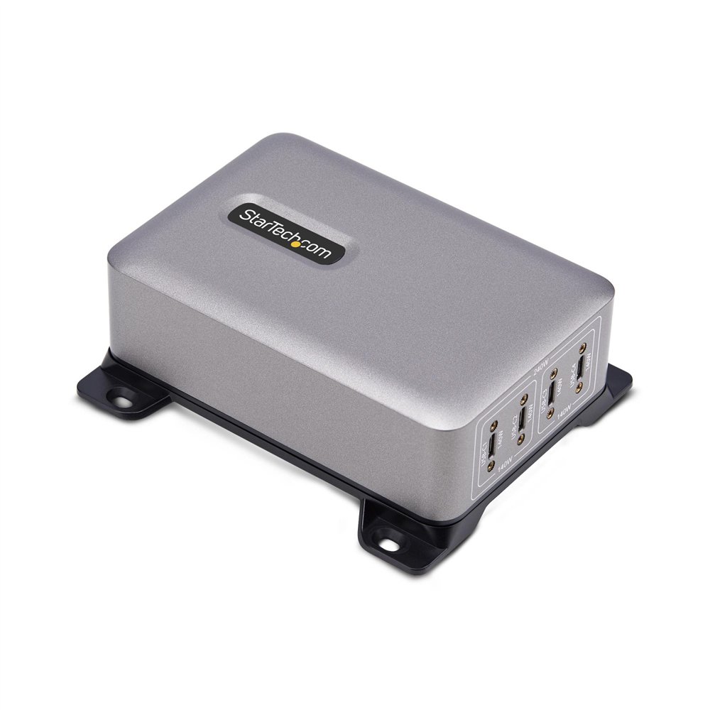 startech.com cargador usb-c de 4 puertos - total 240w - un puerto 140w epr - pd 3.1 - con tornillos de fijación - montaje en sup