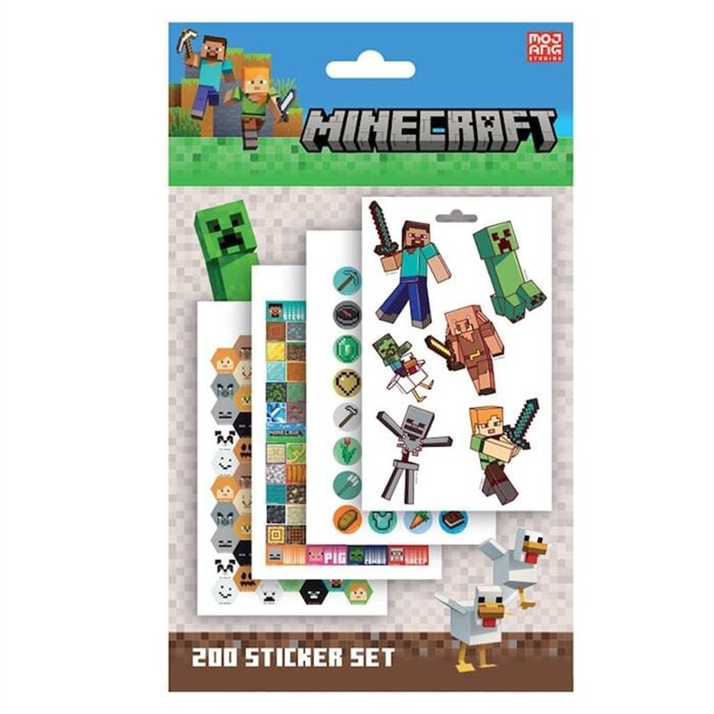 set 200 pegatinas minecraft