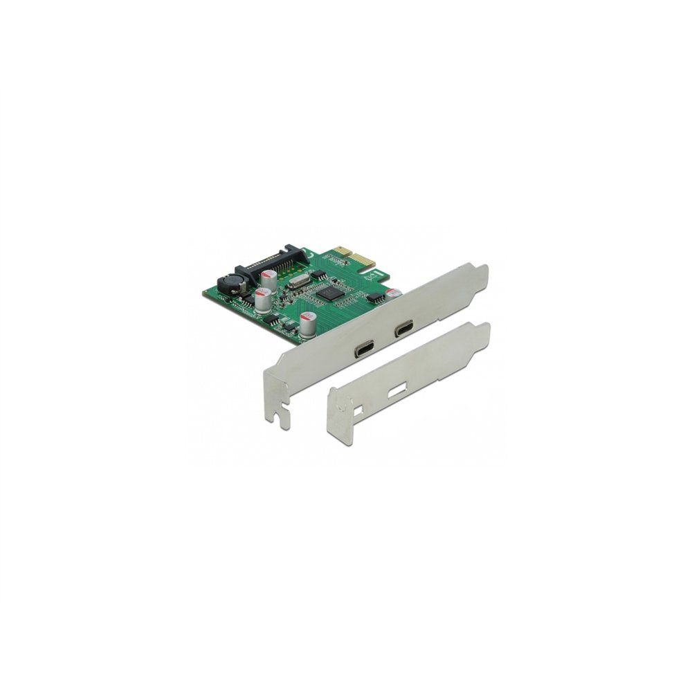 delock pci express x1 card to 2 x external superspeed usb (usb 3.2 gen 1) usb type-c&trade female tarjeta y adaptador de interfa