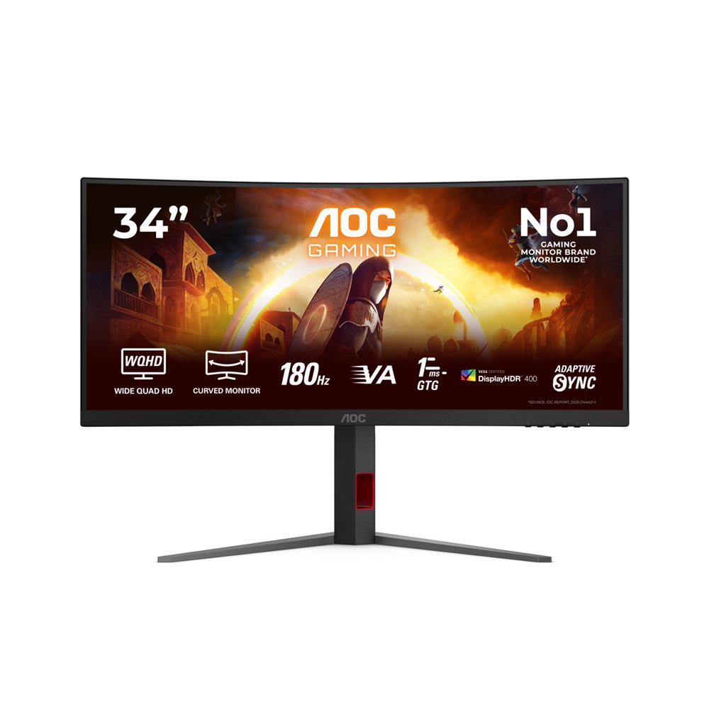 aoc g4 cu34g4cap pantalla para pc 86,4 cm (34") 3440 x 1440 pixeles ultrawide quad hd lcd negro, rojo