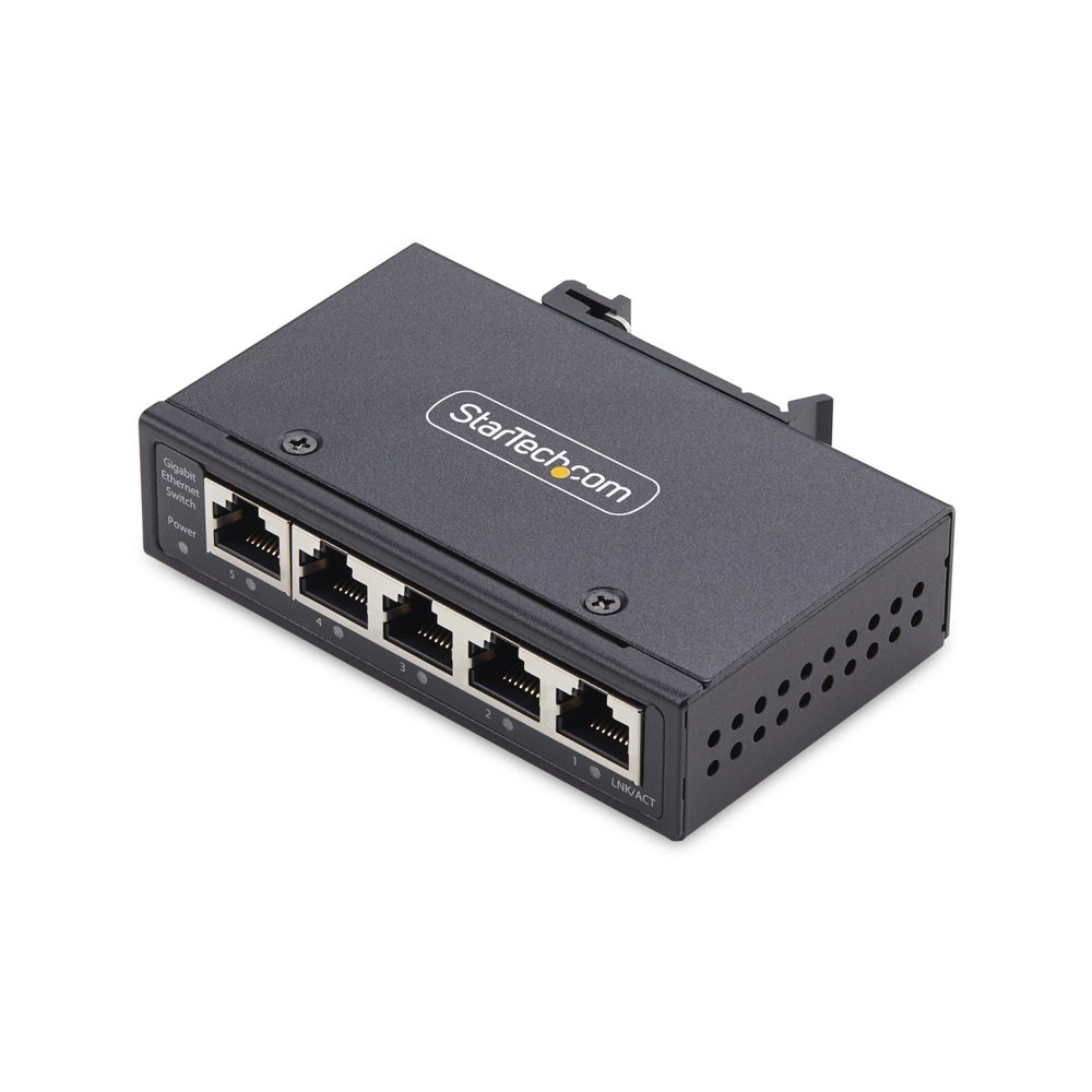 startech.com switch ethernet industrial de 5 puertos no gestionado ip30 - ethernet 100/1000 - montaje en pared o carril din - ip