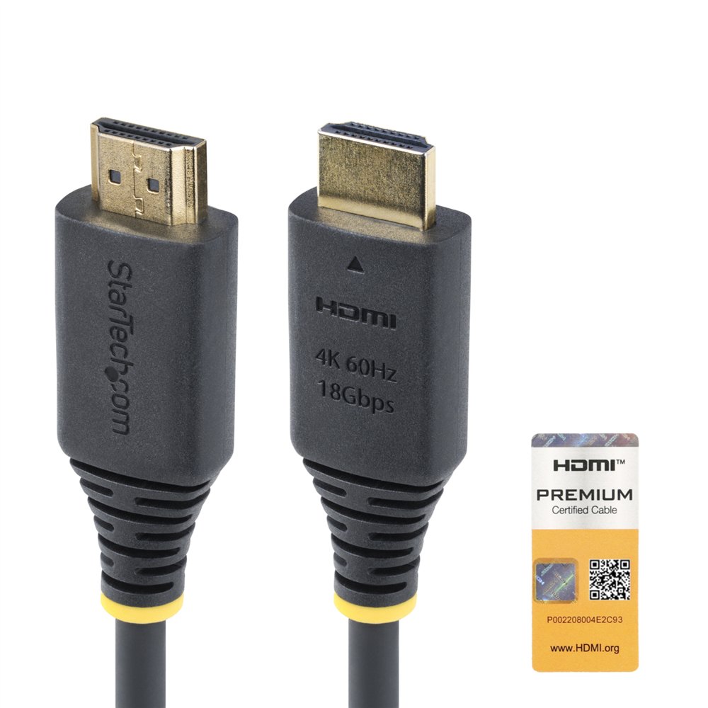 startech.com cable hdmi certificado premium de alta velocidad de 2m - 4k 60hz - 144hz - uhd - hdr10/hdcp 2.2/arc - 18gbps - cabl