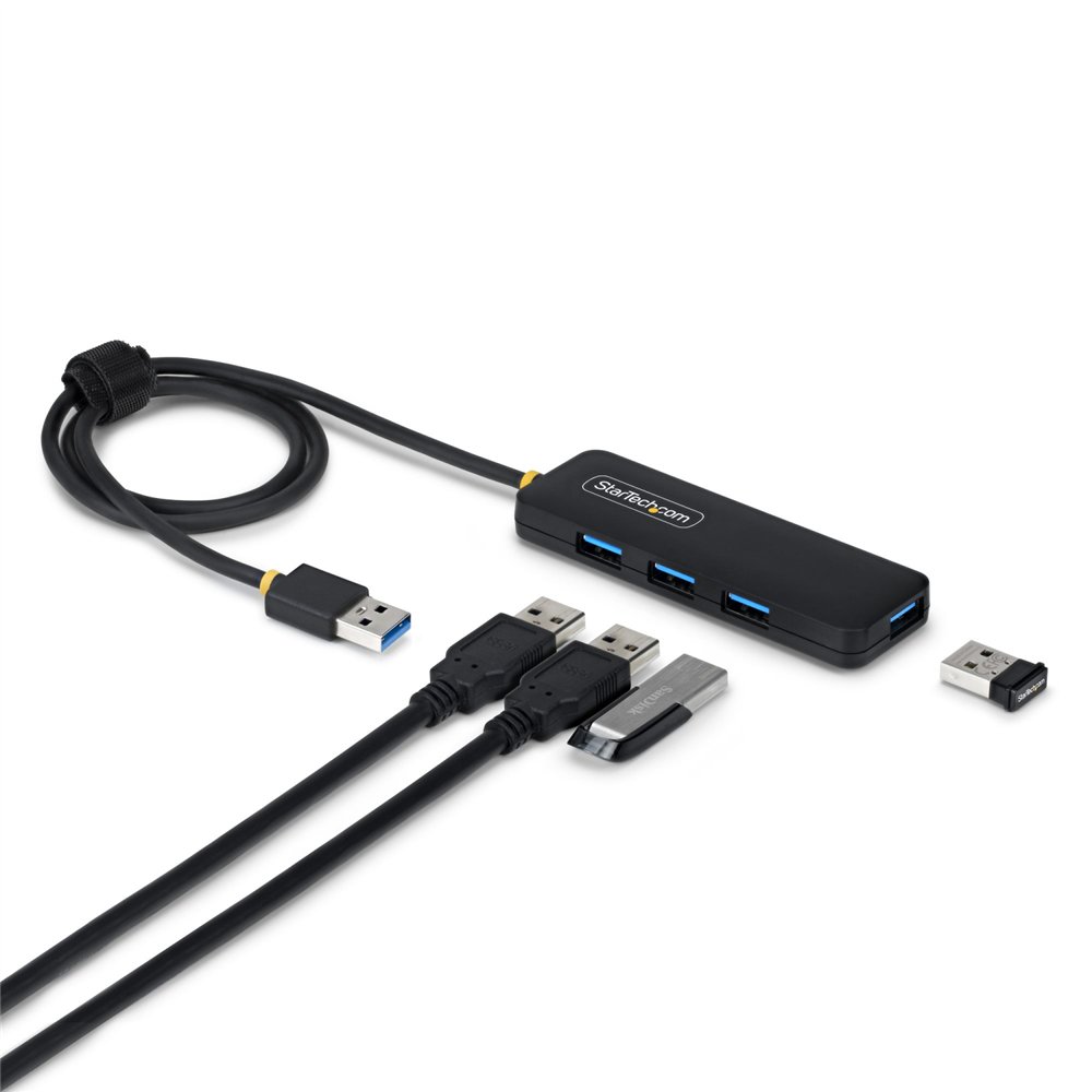 startech.com hub usb-a de 4 puertos - 5 gbps - ladrón usb alimentado por el bus usb - concentrador de 4 puertos - plástico pcr -