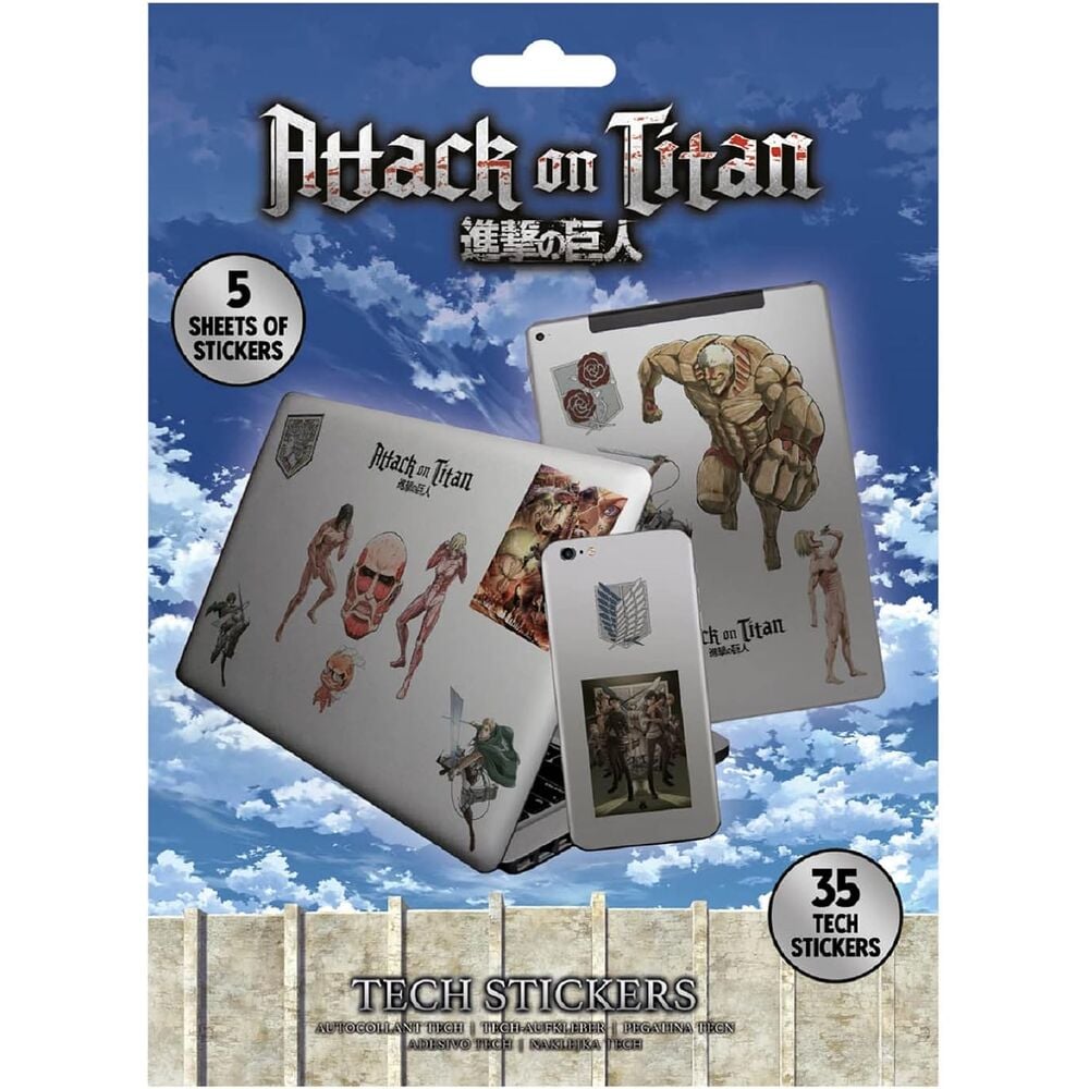 pegatinas dispositivos attack on titan