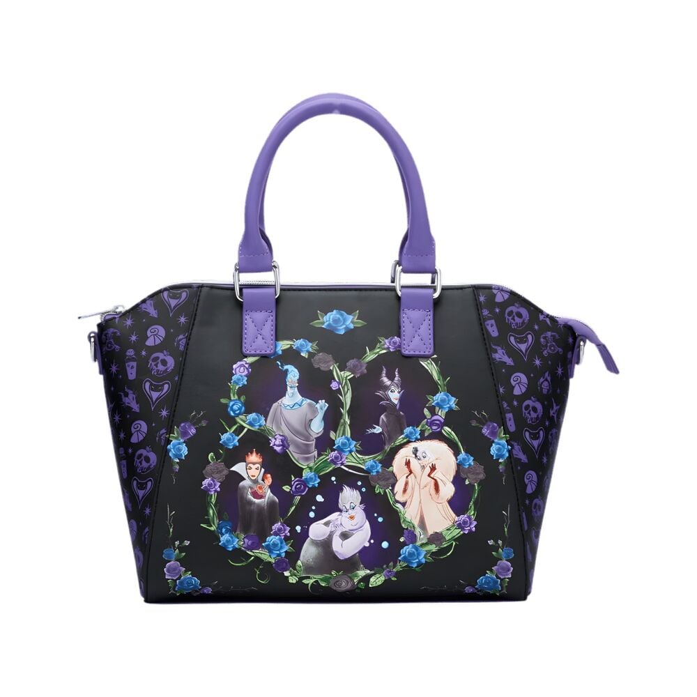 bolso floral icons satchel disney villains loungefly 26cm