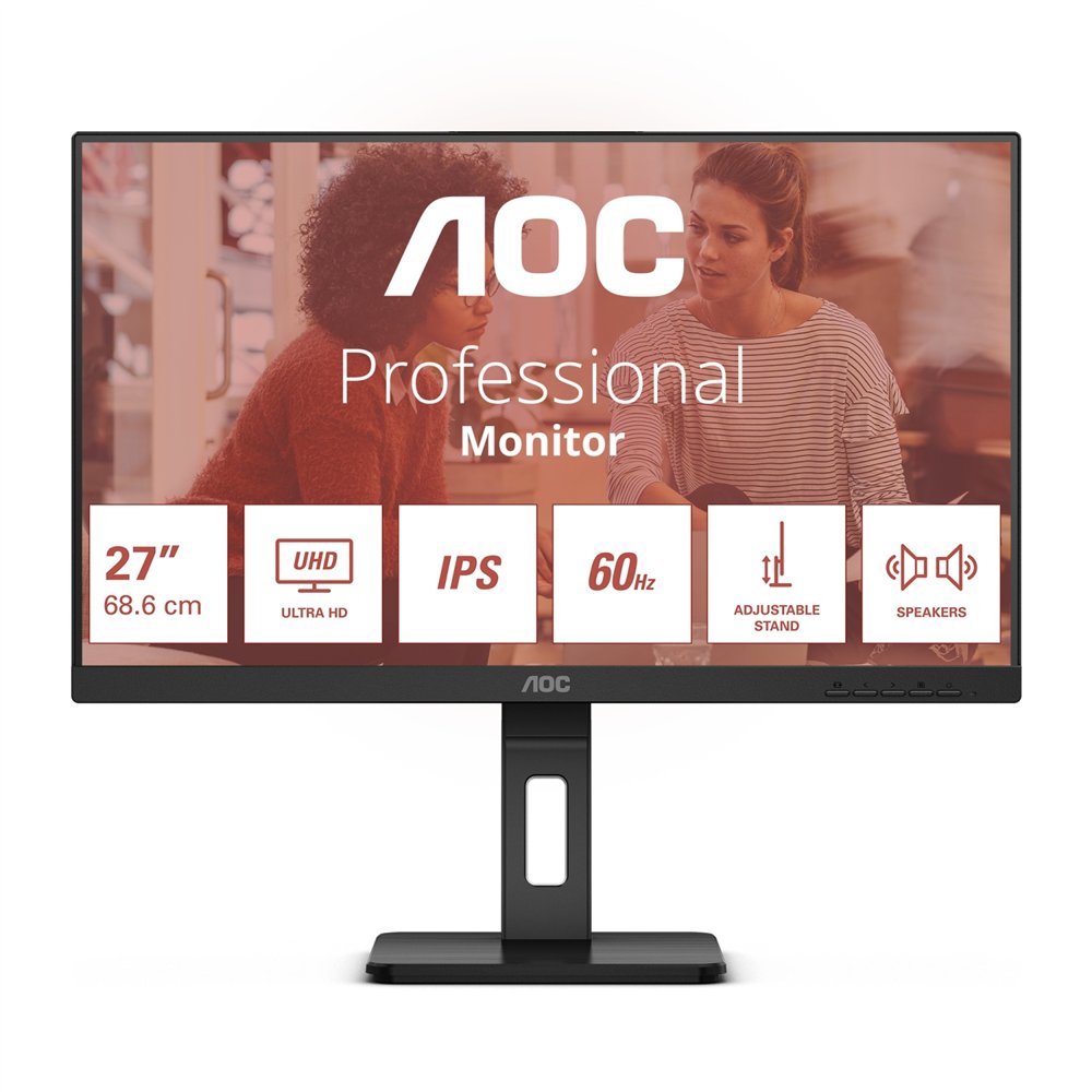 aoc e3 u27e3uf pantalla para pc 68,6 cm (27") 3840 x 2160 pixeles 4k ultra hd led negro