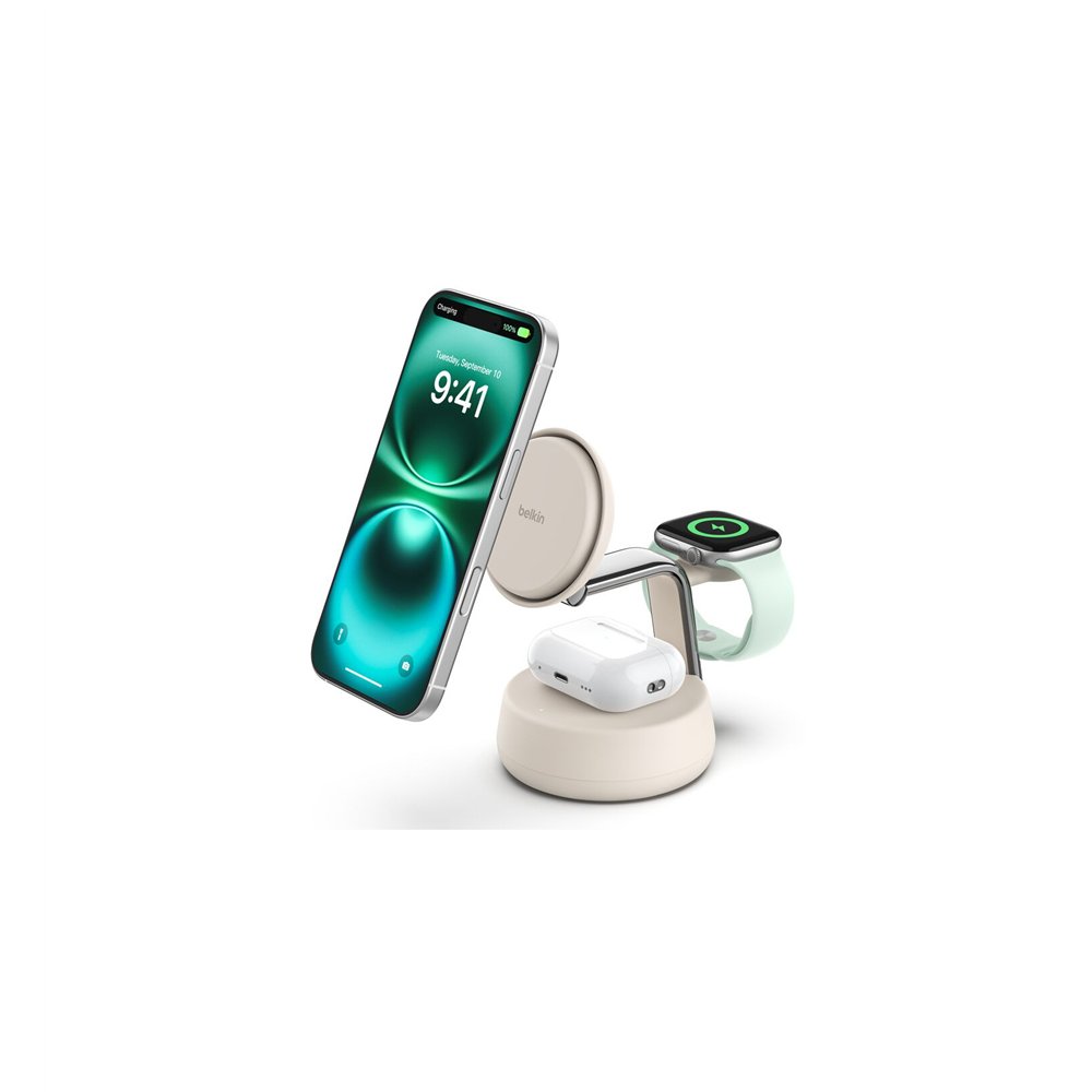 belkin qi2 fitness tracker, auriculares, smartphone, reloj inteligente blanco usb cargador inalámbrico carga rápida interior