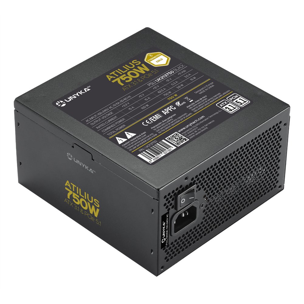 unykach fuente de alimentación atx atilius 3.1 black 750w gold