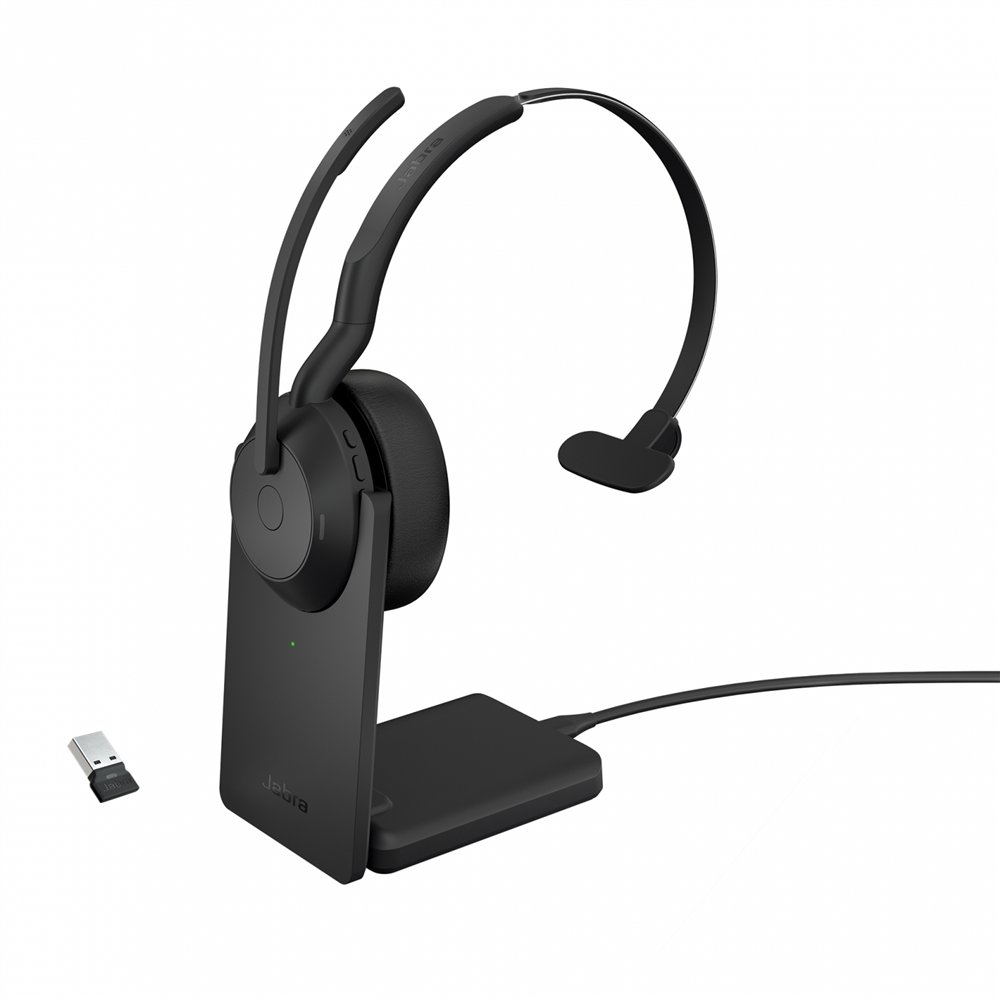 jabra evolve2 55 auriculares inalámbrico y alámbrico diadema oficina/centro de llamadas bluetooth base de carga negro