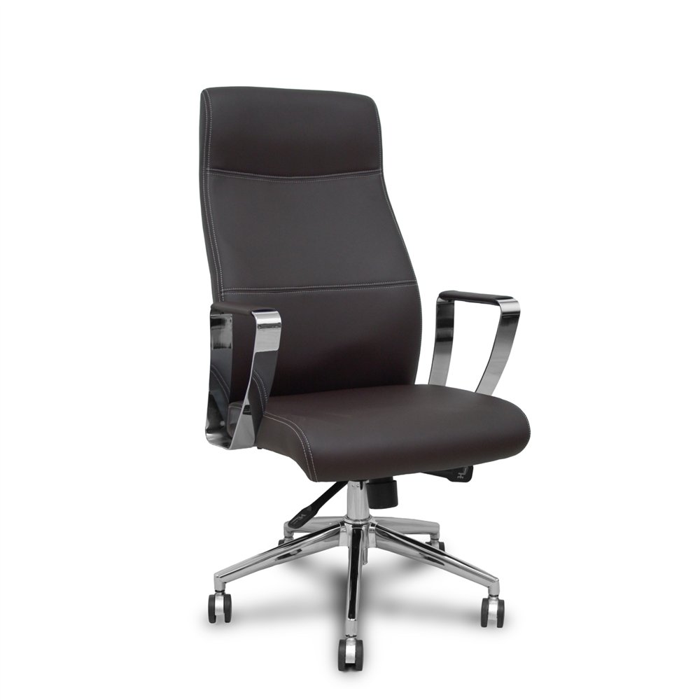 piqueras y crespo sillón dirección ergo540 sincro similpiel marron oscuro base cromo ruedas cromadas