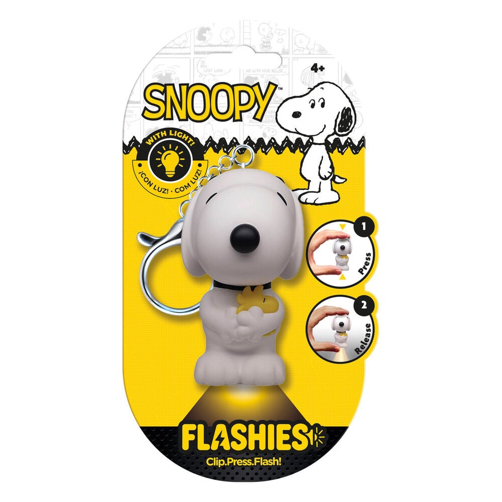 llavero figura 3d con luz snoopy peanuts flashies