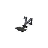 startech.com brazo de soporte de pie y sentado ajustable vesa para monitores de hasta 24 pulgadas con soporte para teclado y rat
